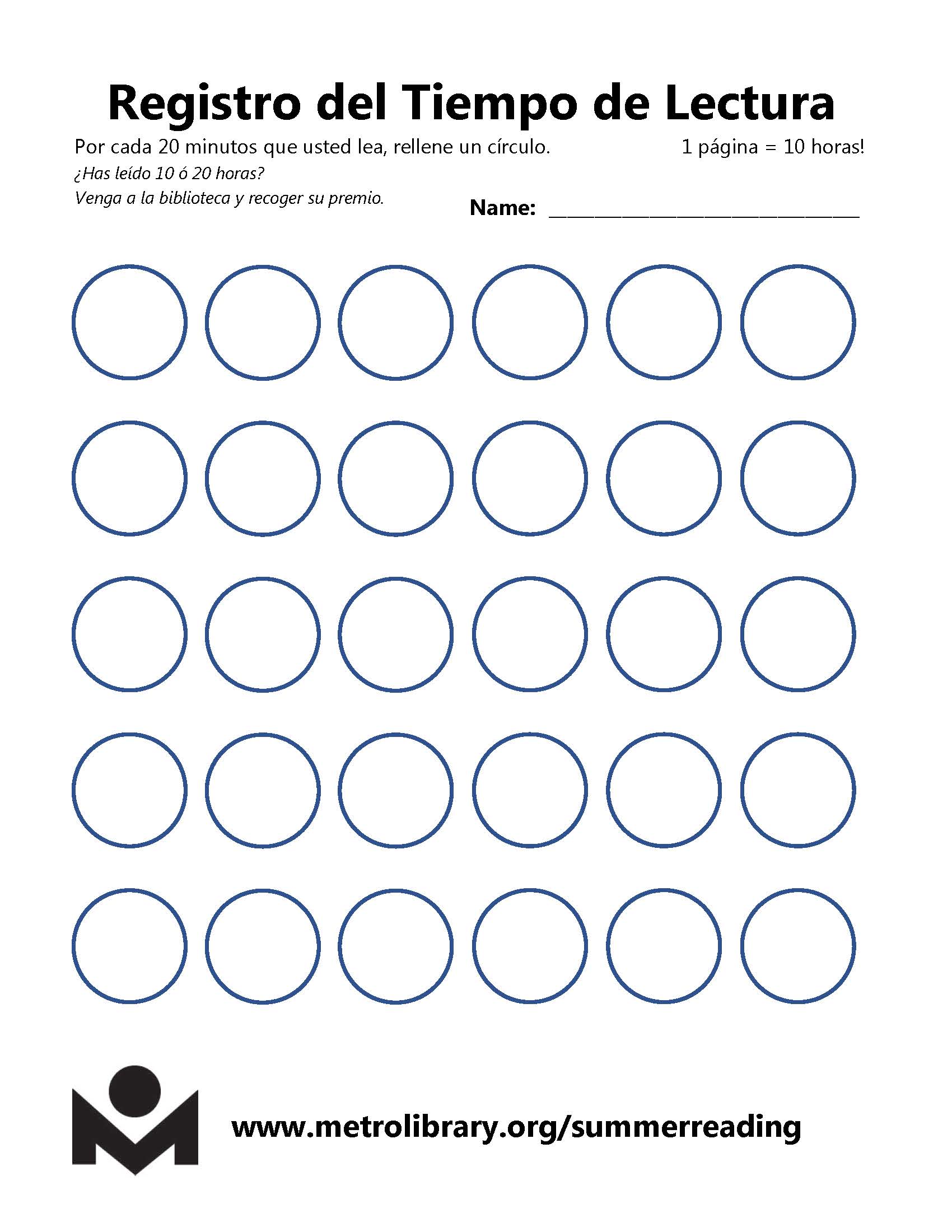 Read in Circle Time Log - Spanish