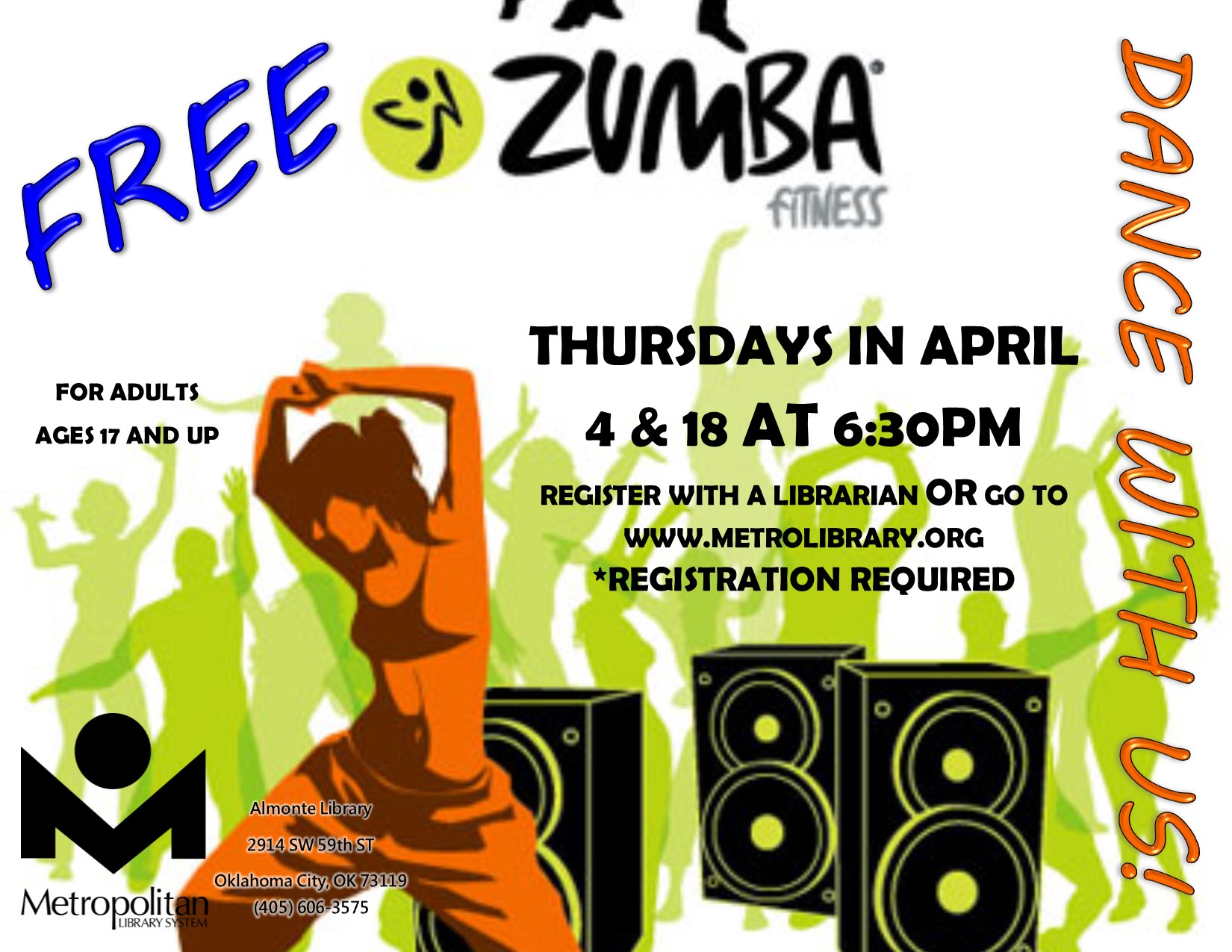Free Zumba on Thursdays in April 4 & 18! Come Dance with Us!