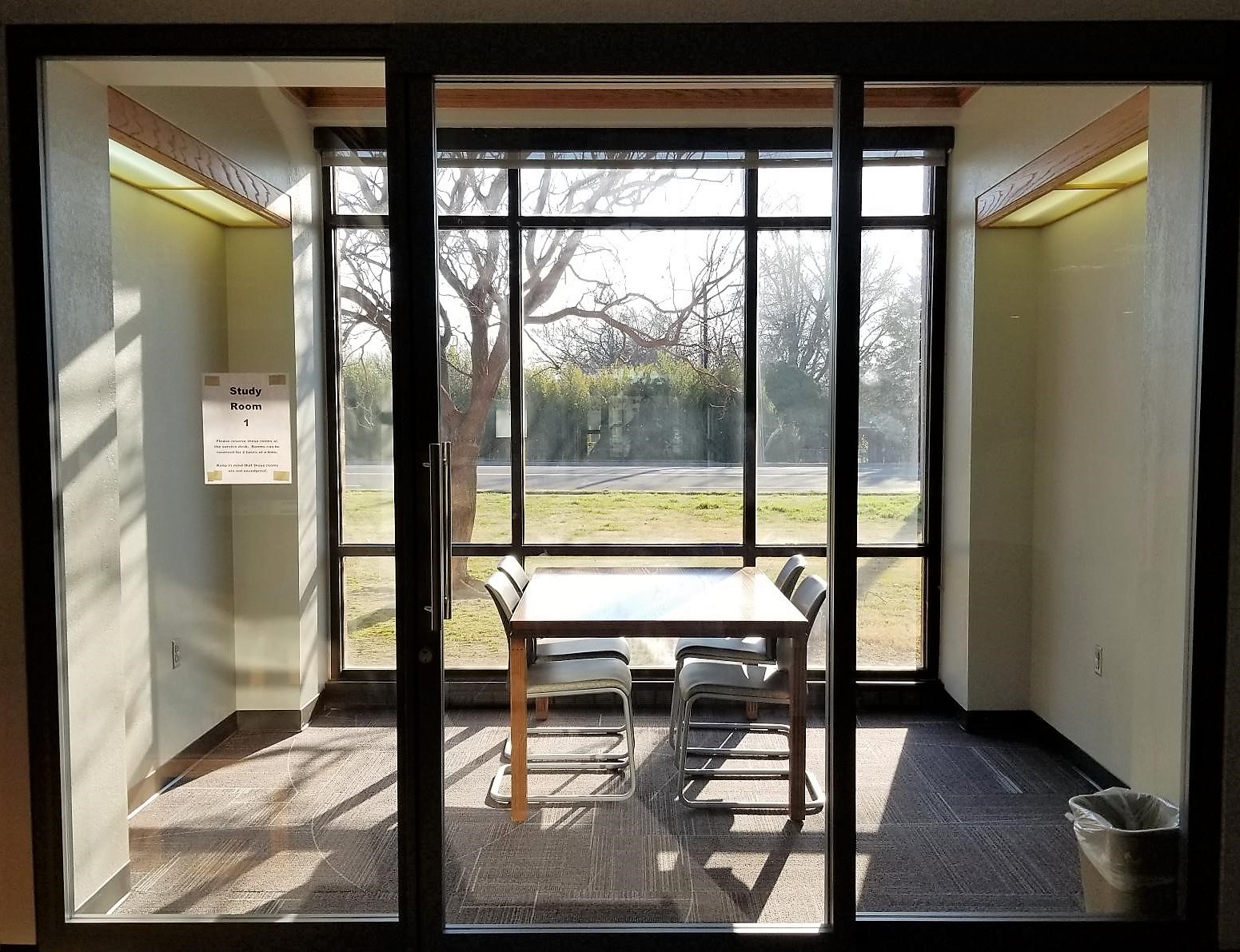 Study Room at The Village Library with square table and four chairs