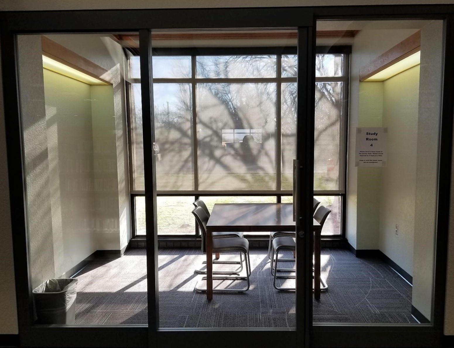 Study Room at The Village Library with square table and four chairs