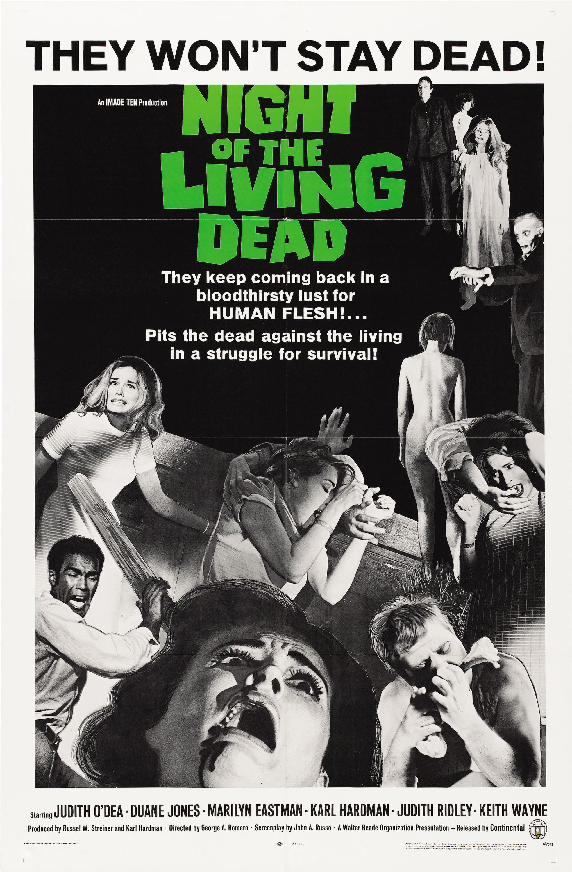 Night of the Living Dead vintage movie poster