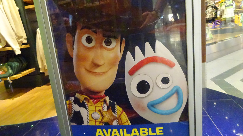 Woody and Forky® from Toy Story 4 - poster at Bromley Disney store by Ben Sutherland