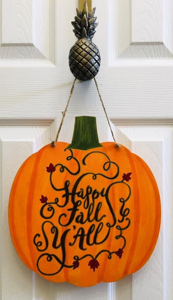 happy fall yall painted pumpkin decoration