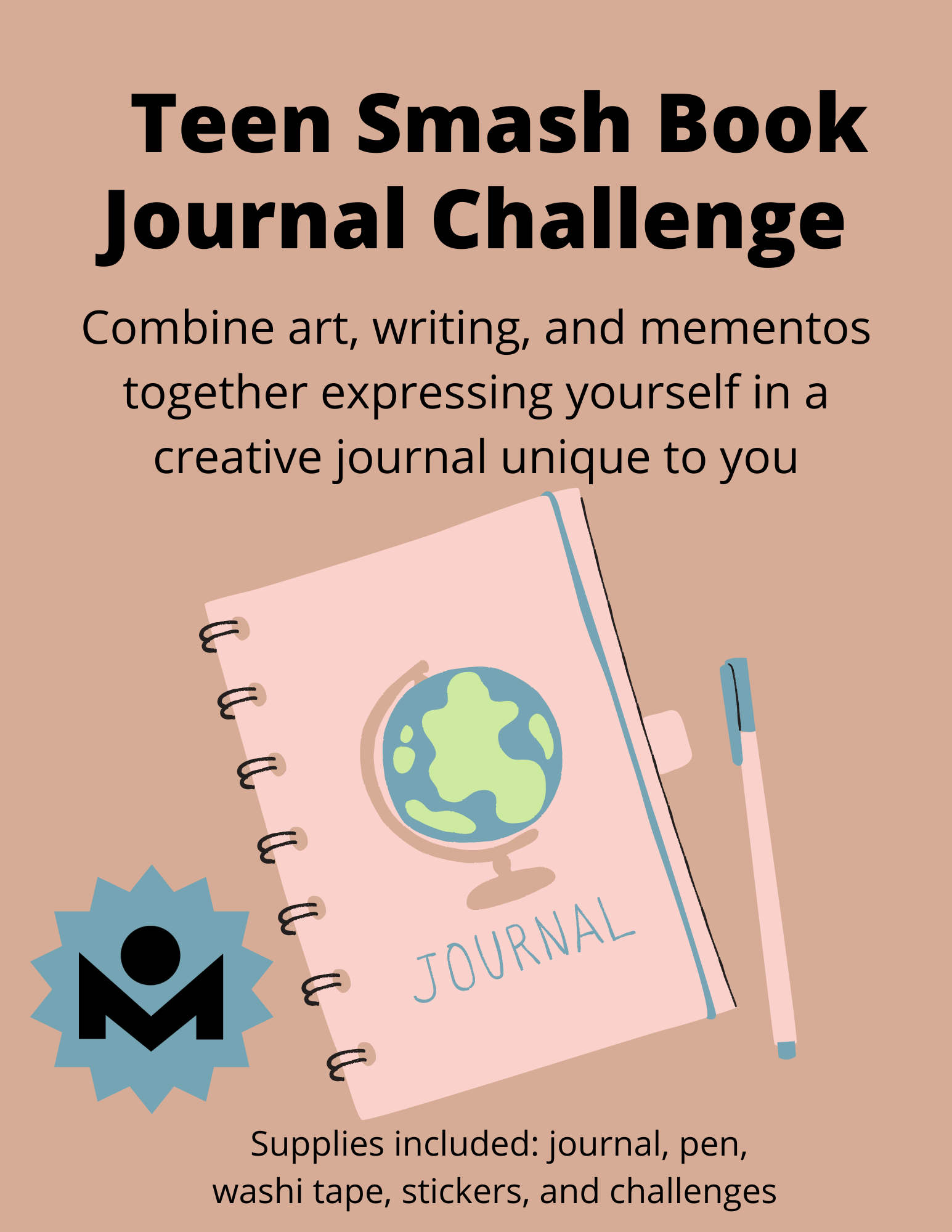 Picture of a journal and pen with kit description