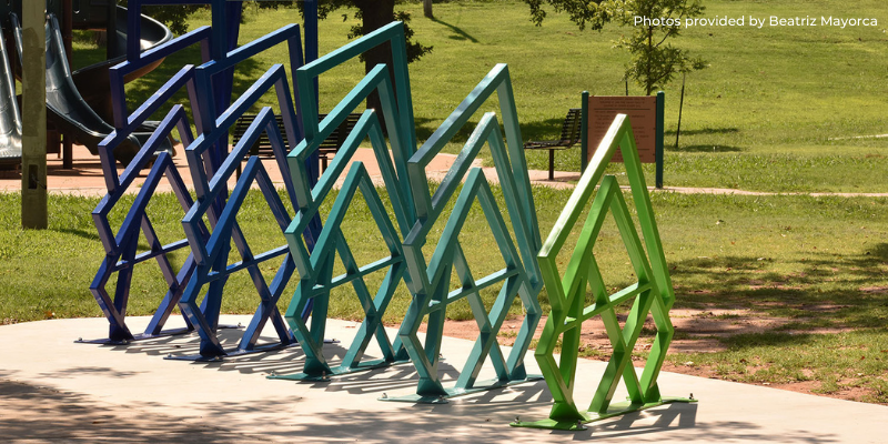 "[EVOLVE] Sculptural bike racks group at McKinley Park, OKC "