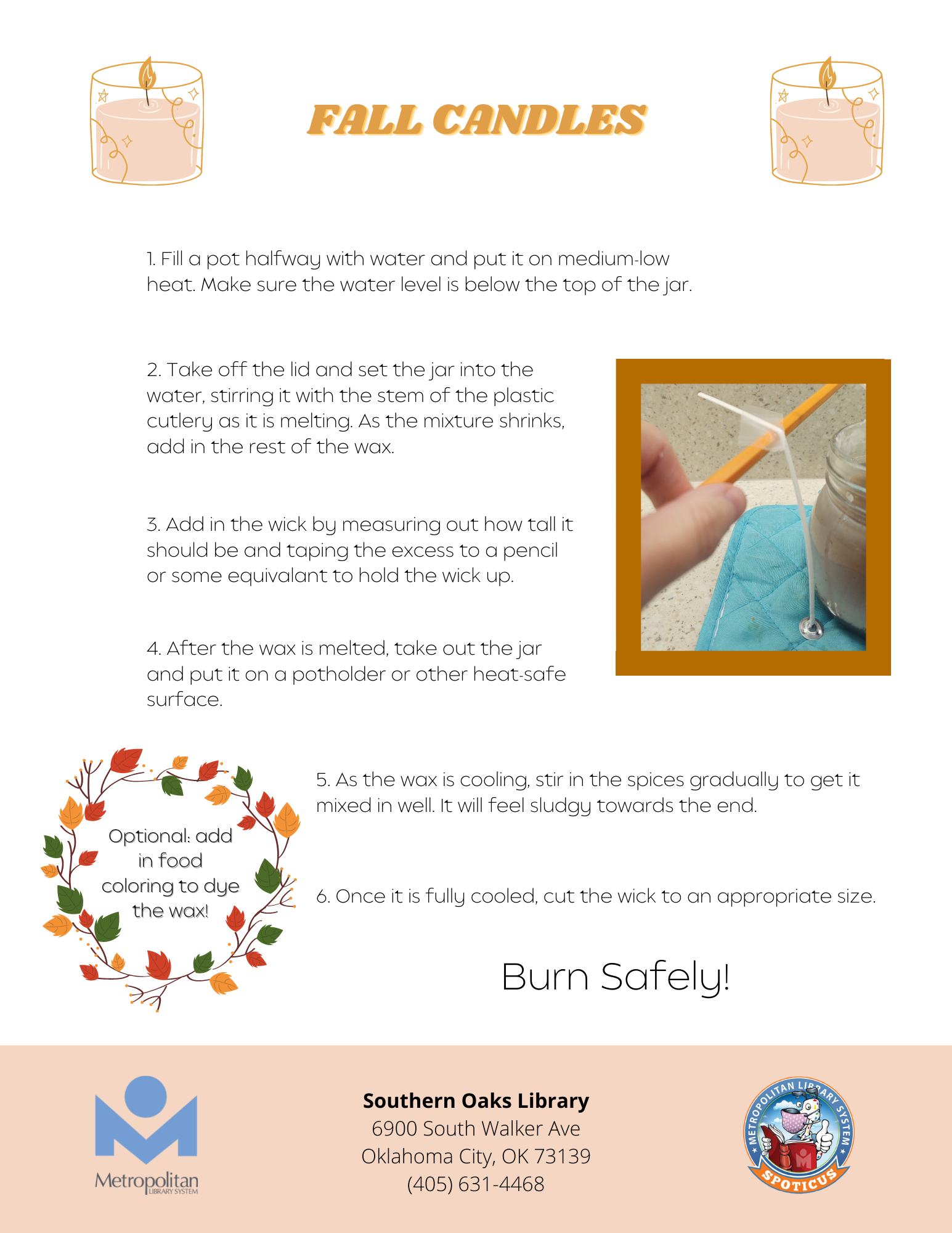The instructions to make the fall candles