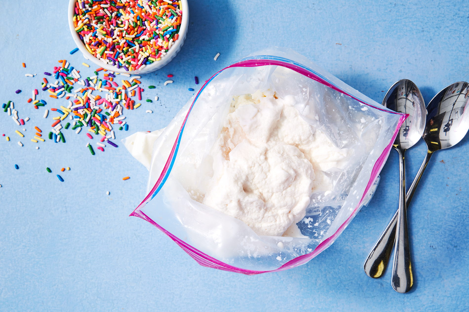 ice cream in a bag with sprinkles
