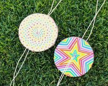 colorful circle with string through the middle