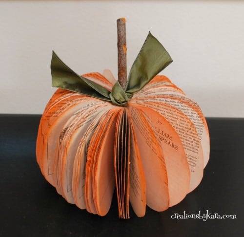 pumpkin made of book pages
