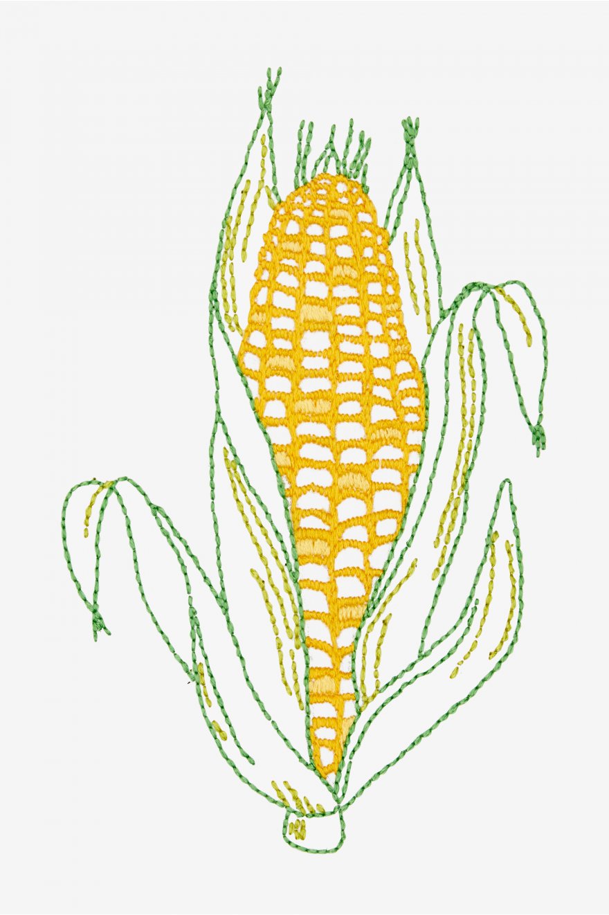 sweet corn linework embroidery