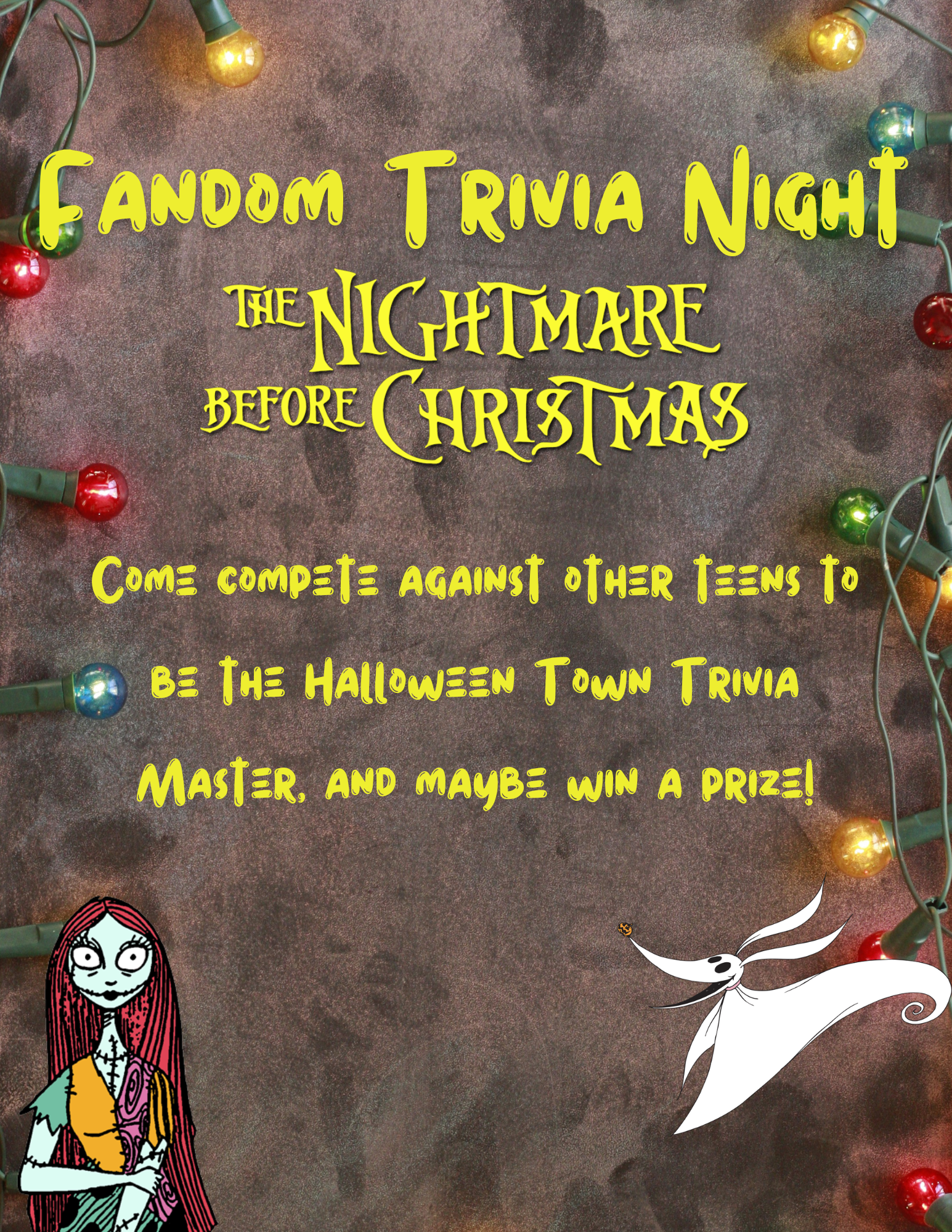 Nightmare Before Christmas Fandom Trivia Flyer