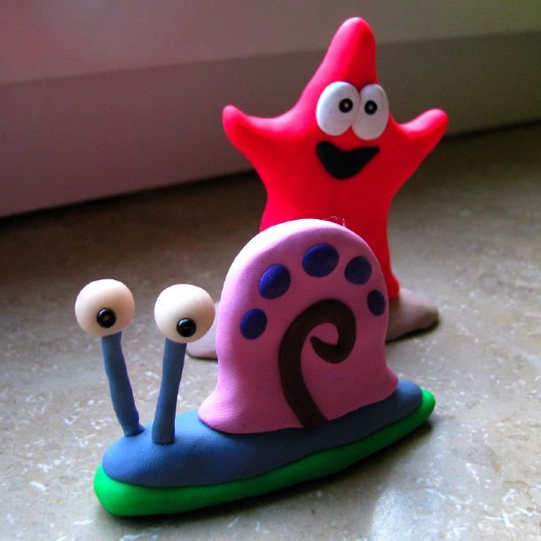 Gary and Patrick from Spongebob, made from clay