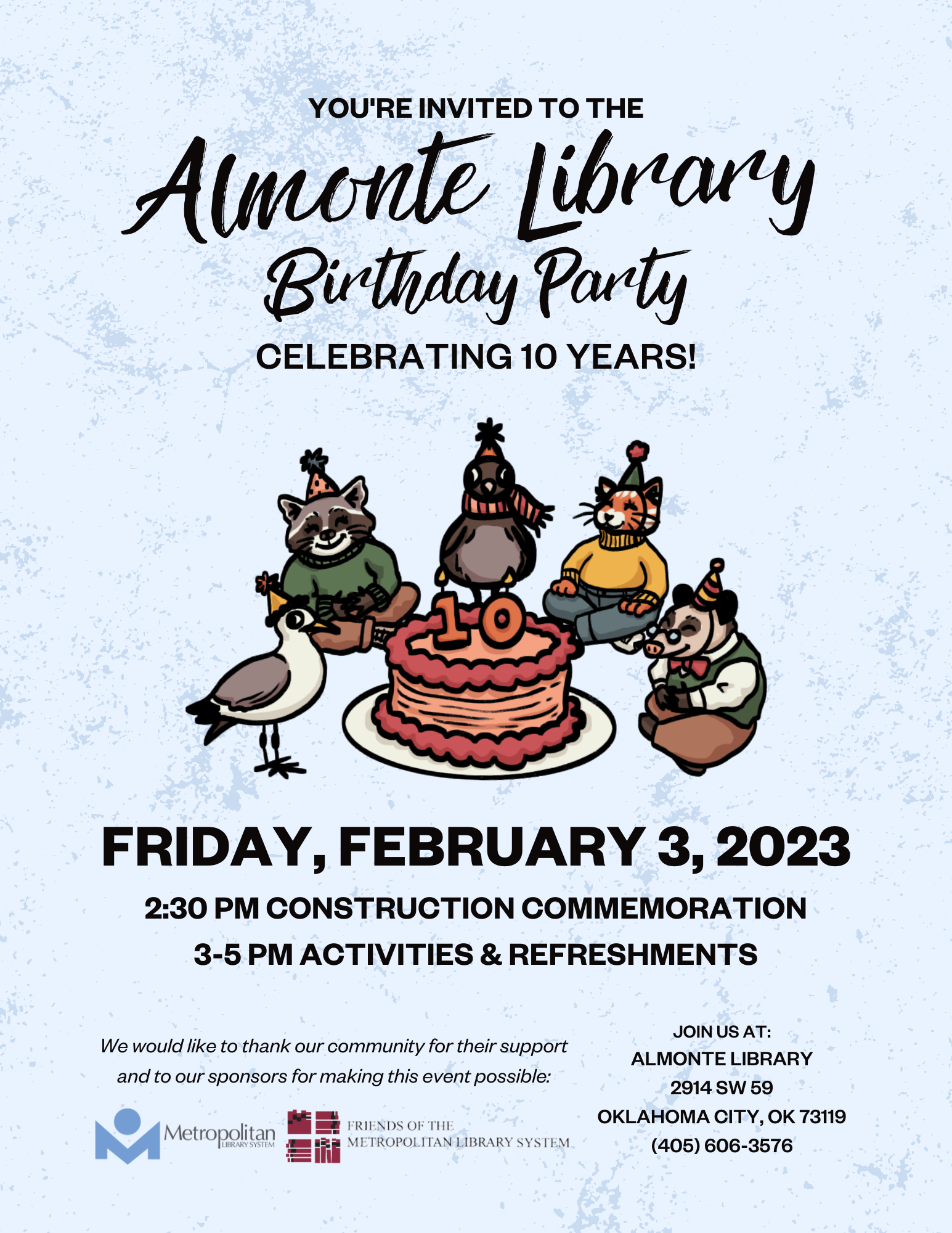 You're Invited to the Almonte Library Birthday Party!