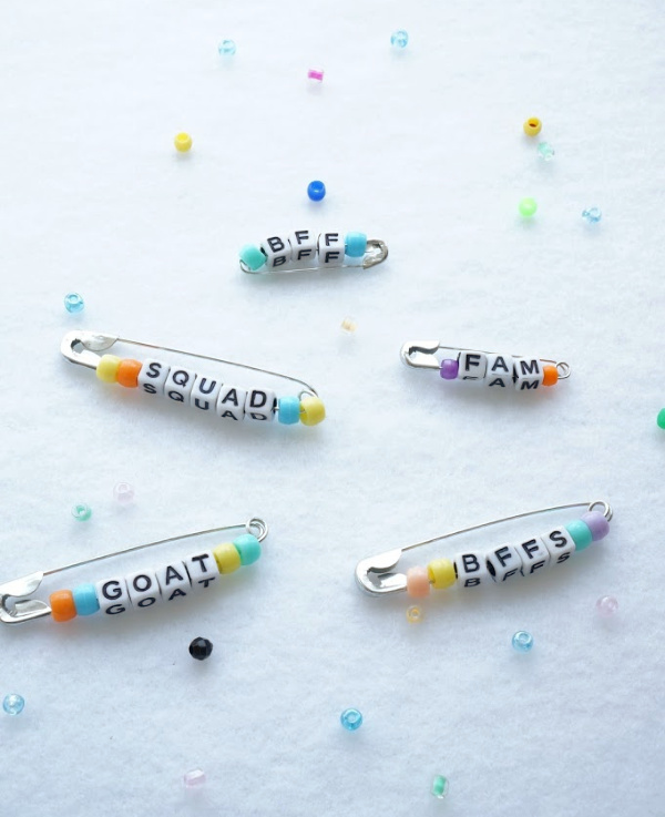safety pins with beads
