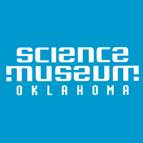 Logo with blue background and white text that reads Science Museum Oklahoma