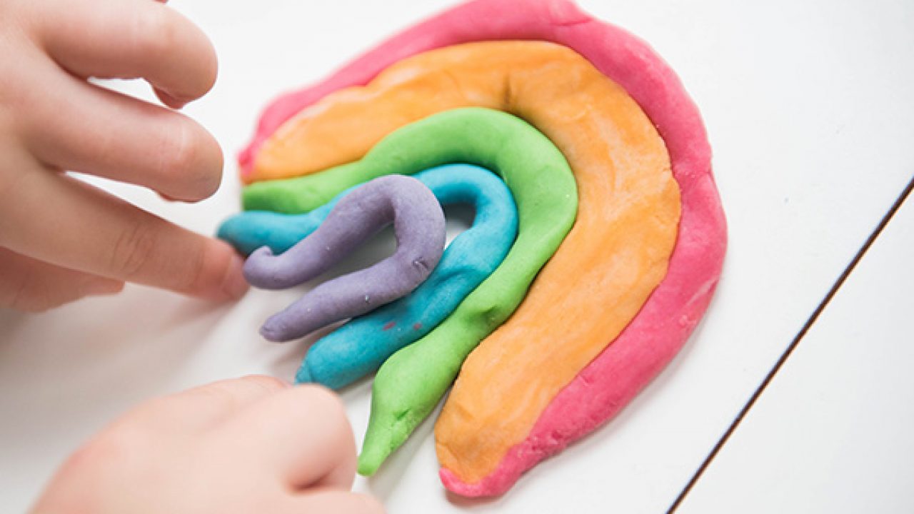 Rainbow made of play doh.