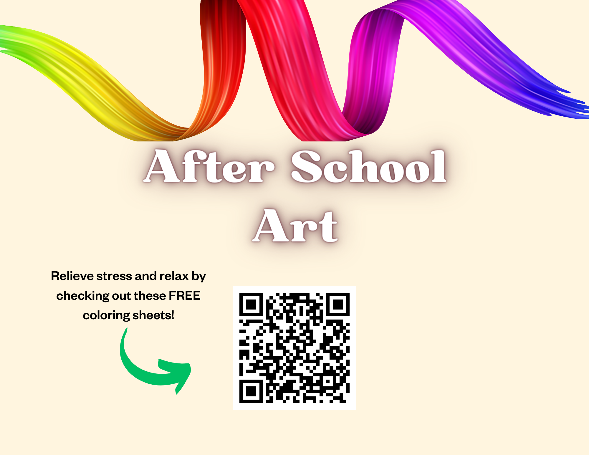 After School Art with QR code to free coloring sheets