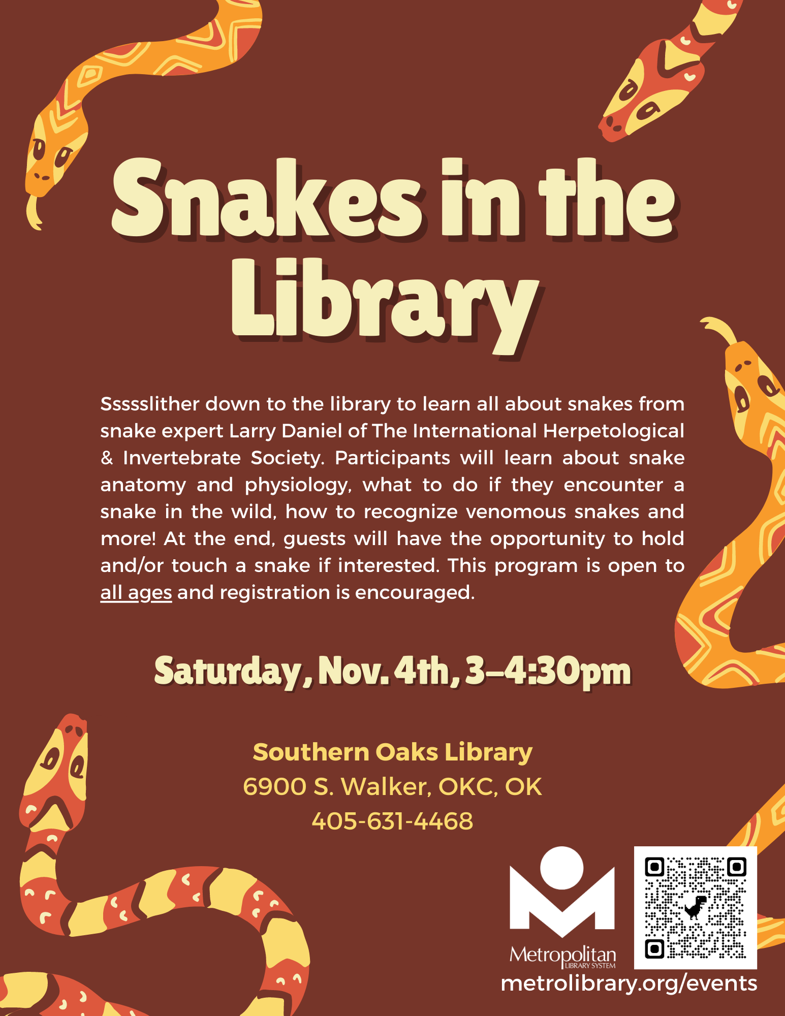 Snakes in the Library flyer