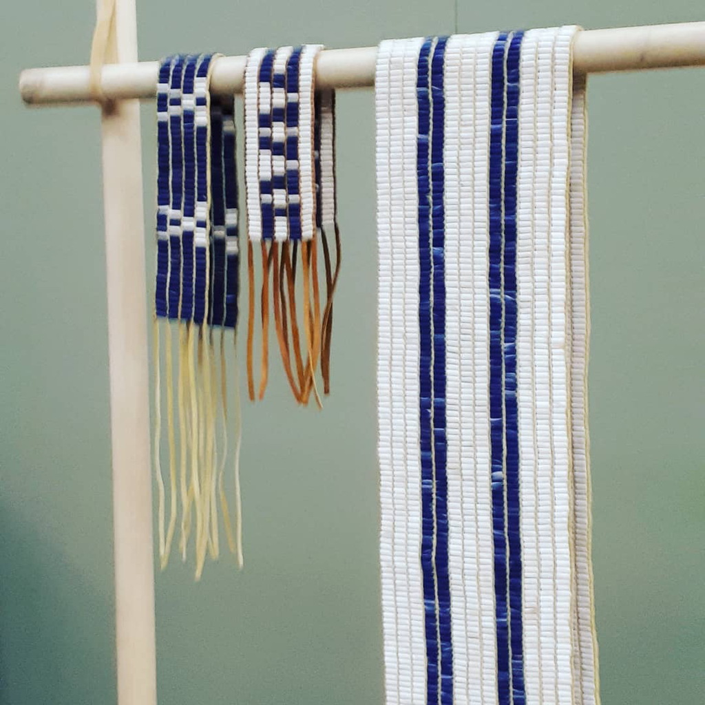 Wampum belts on display. Photo by Oaktree b, CC BY-SA 4.0 <https://creativecommons.org/licenses/by-sa/4.0>, via Wikimedia Commons