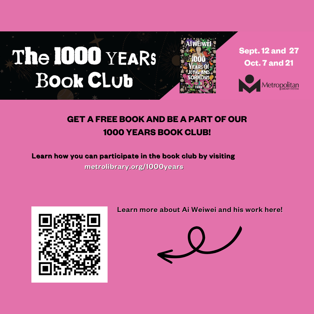 100 years of joys and sorrows QR code. visit metrolibrary.org/1000years