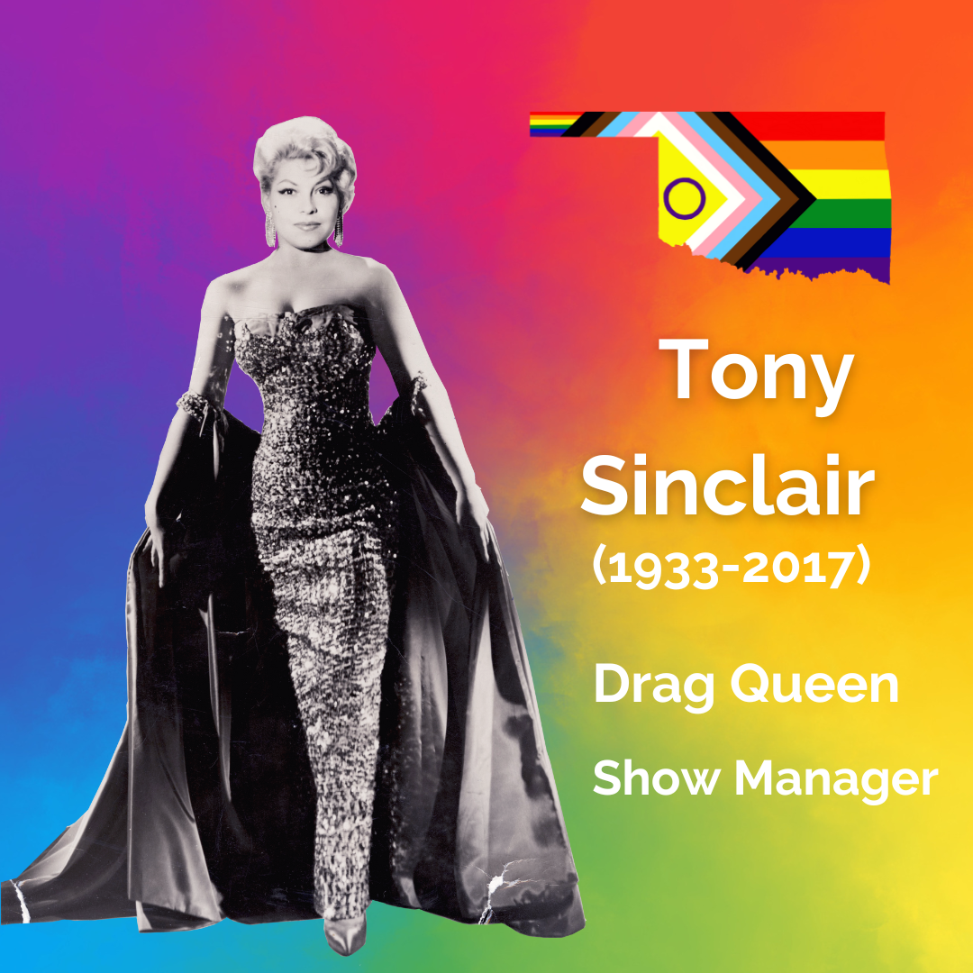 A black and white photo c 1960s of Tony Sinclair, Drag Queen and Show Manager in drag.