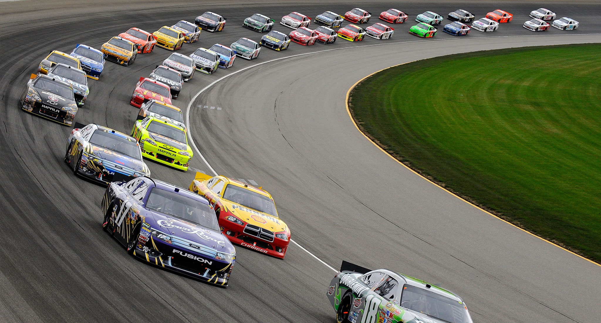 Race cars on track.