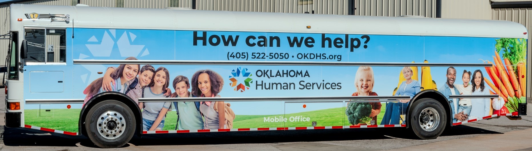 Photo of blue OKDHS mobile bus