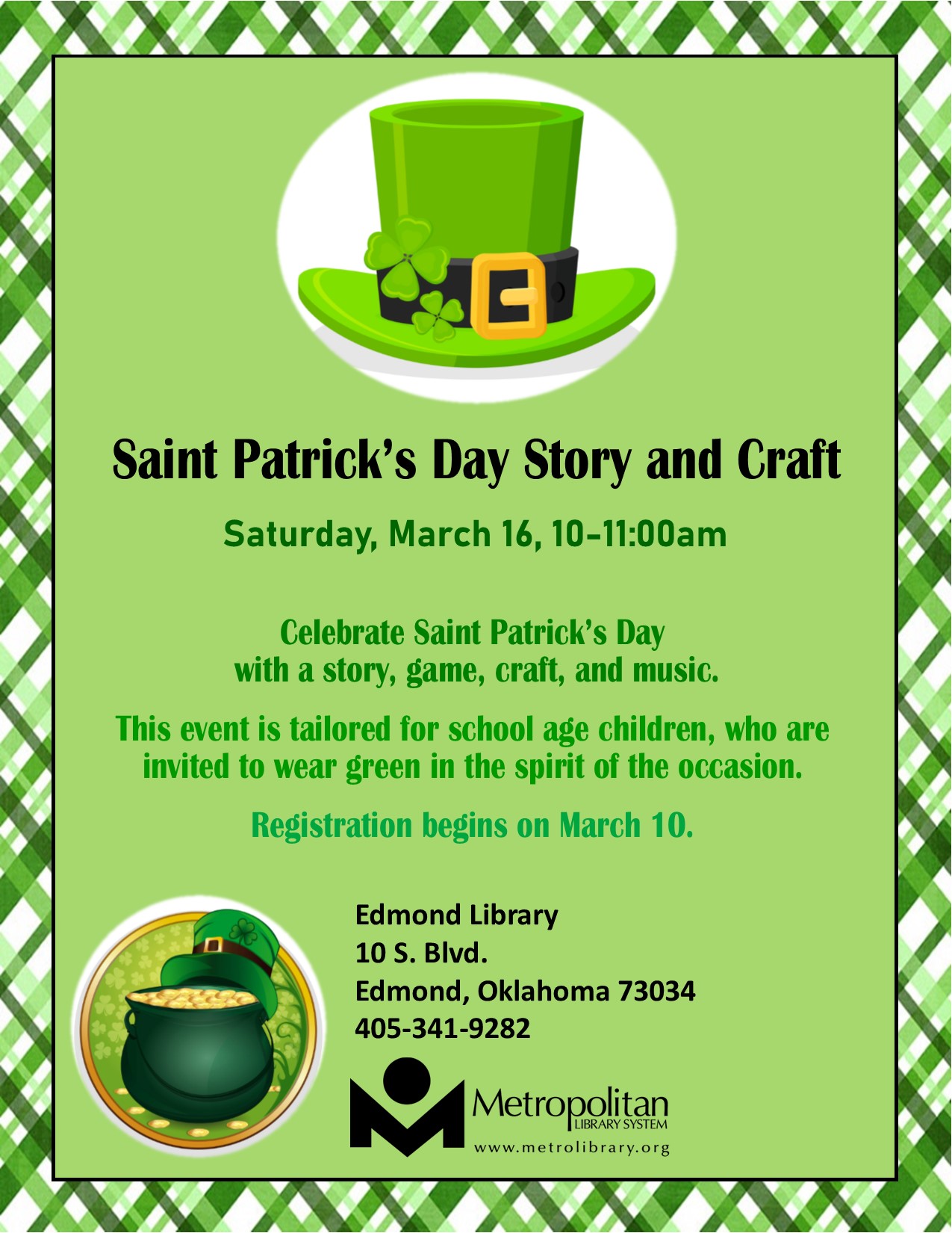 Flyer for Saint Patrick's Day Event