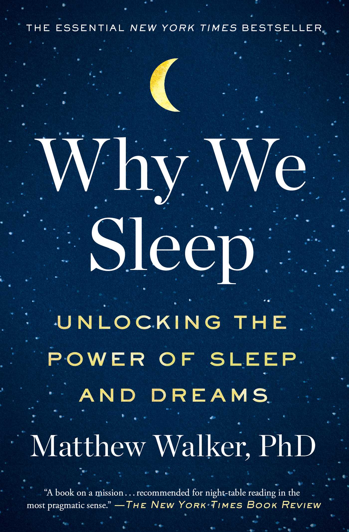 Why We Sleep Cover: Blue sky with stars and moon 