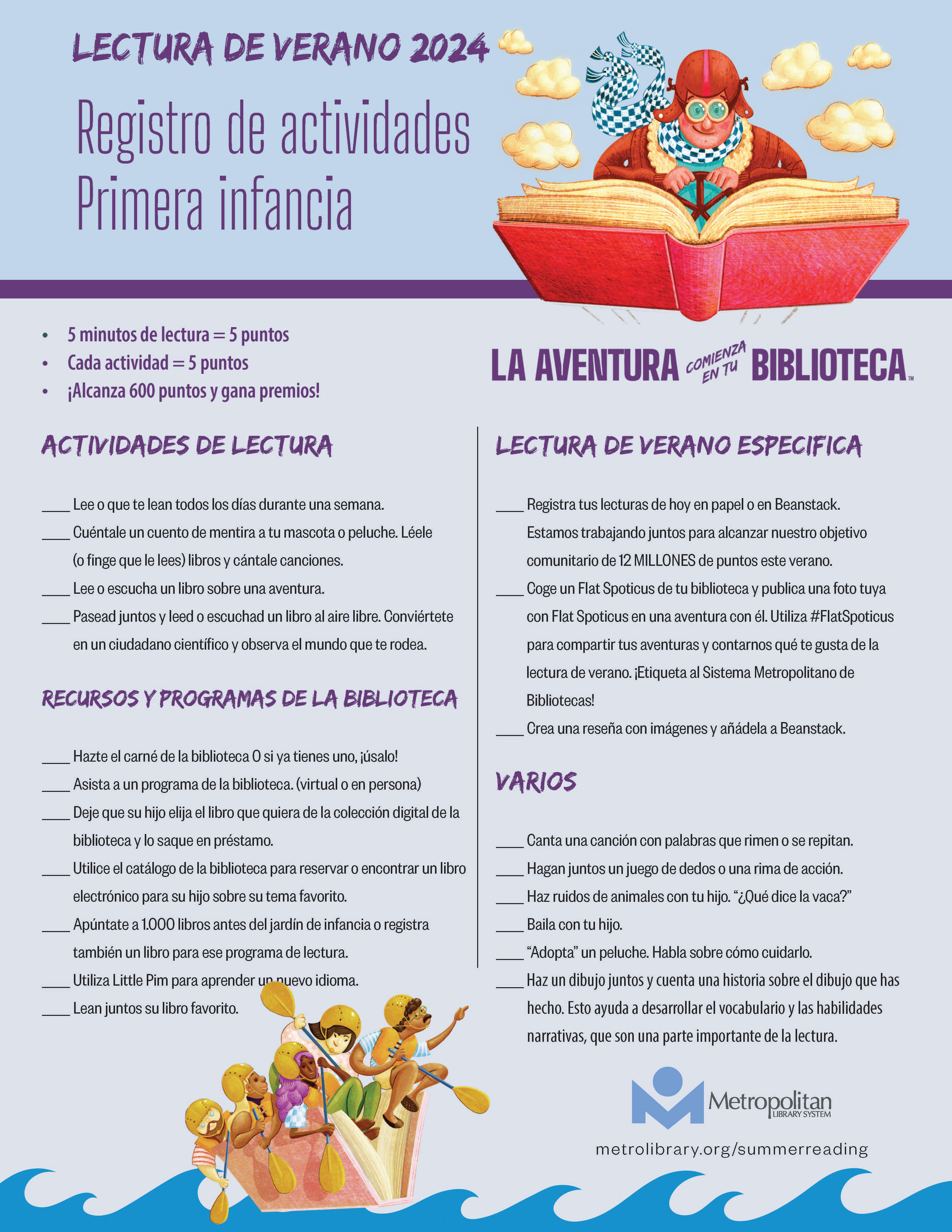 Lectura de verano 2024 Registro de actividades - Primera infancia