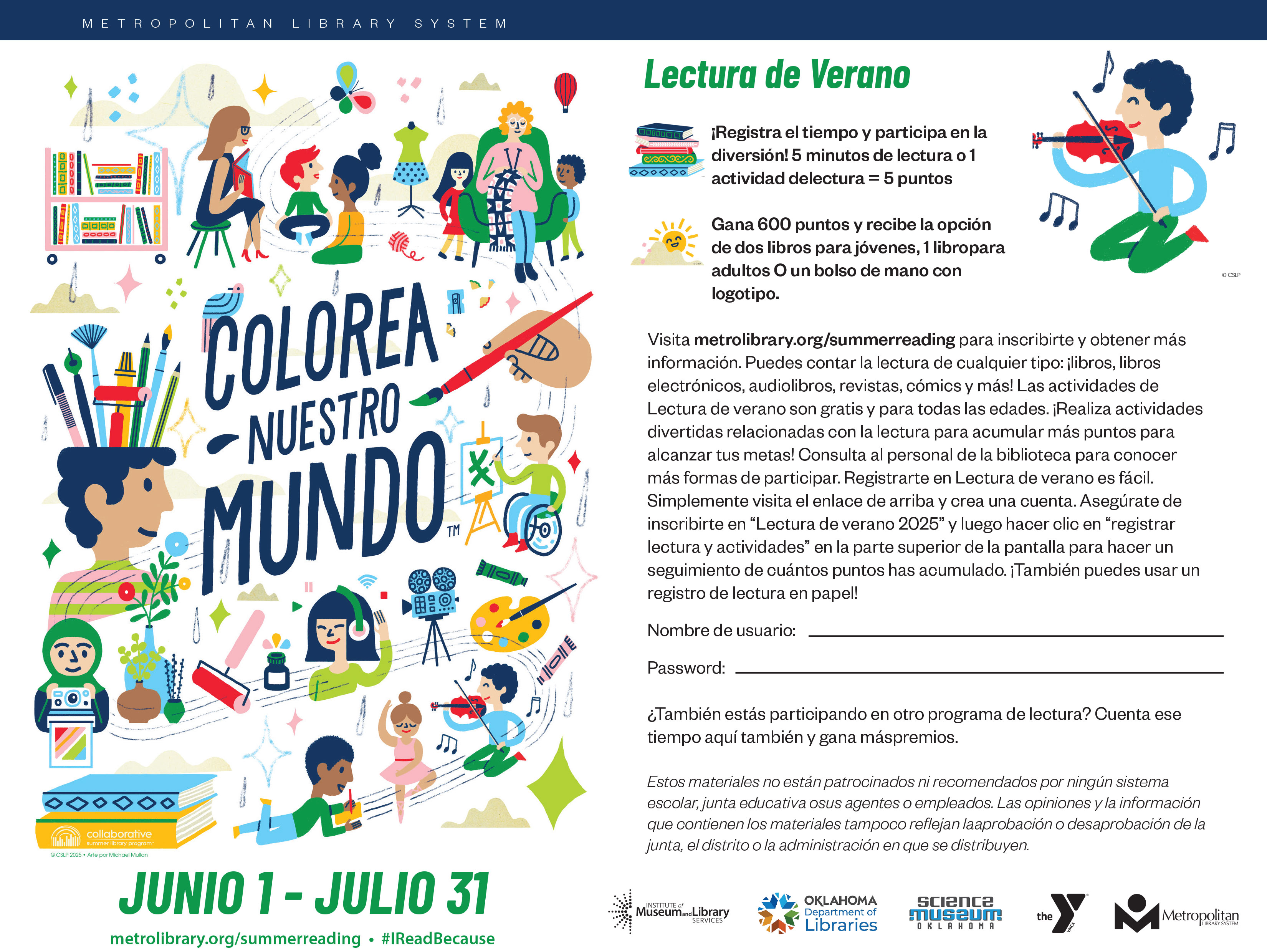 2025 Summer Reading School Portal Flyer in Spanish