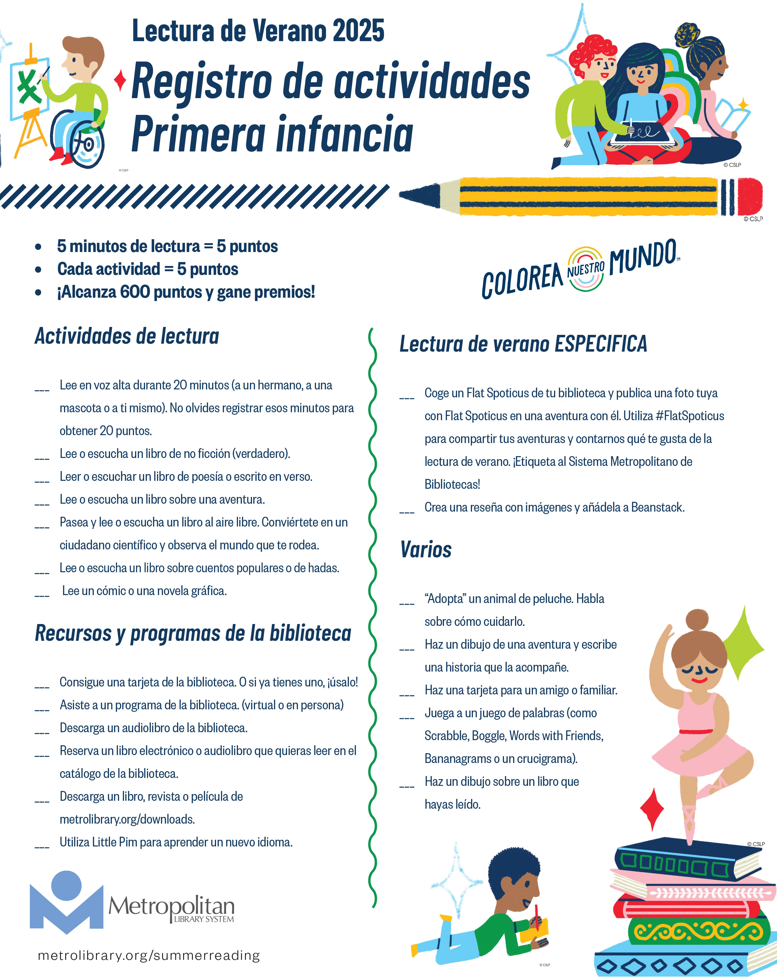 Children's Activity Log Document in Spanish.