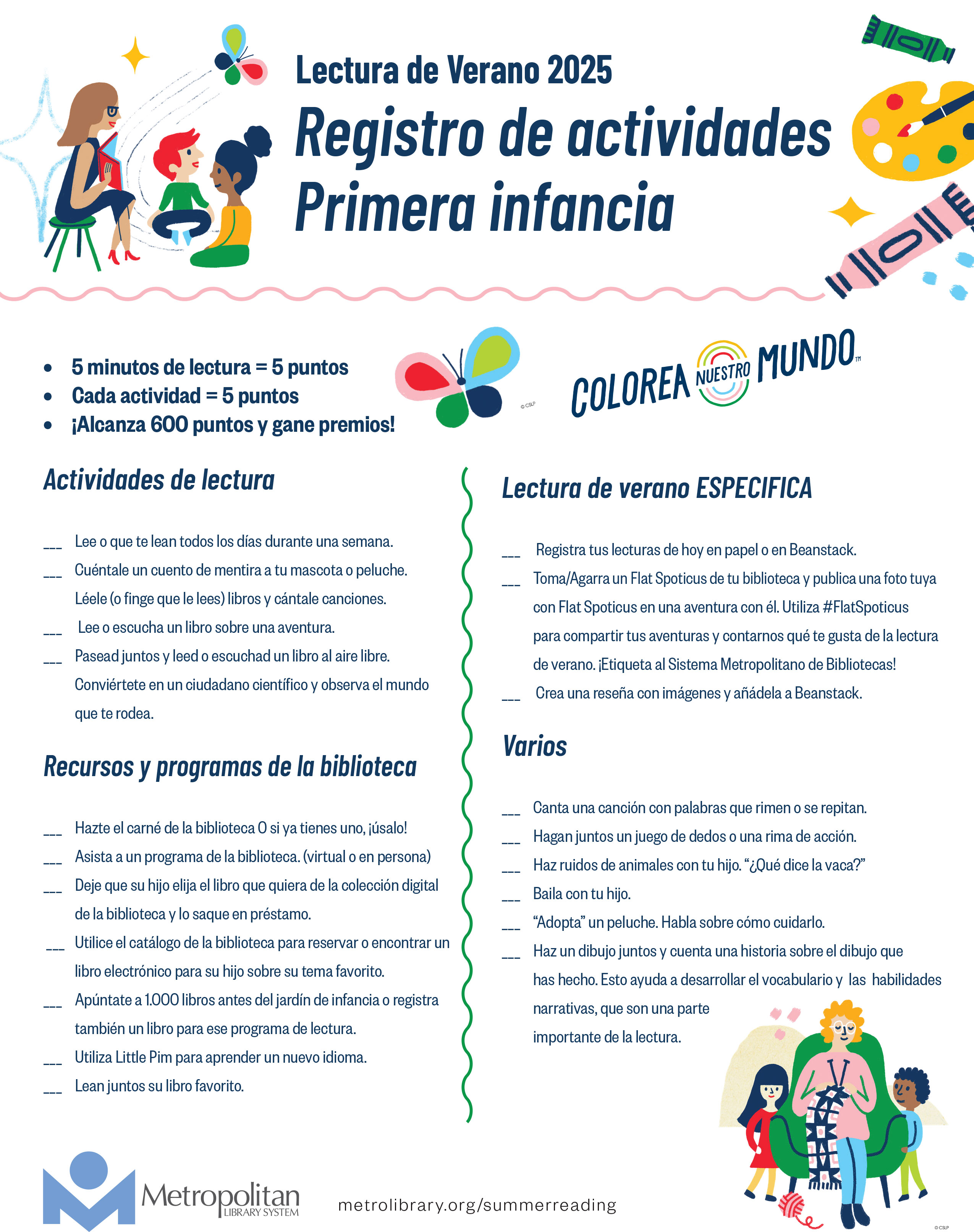 Early Childhood Activity Log Document in Spanish.