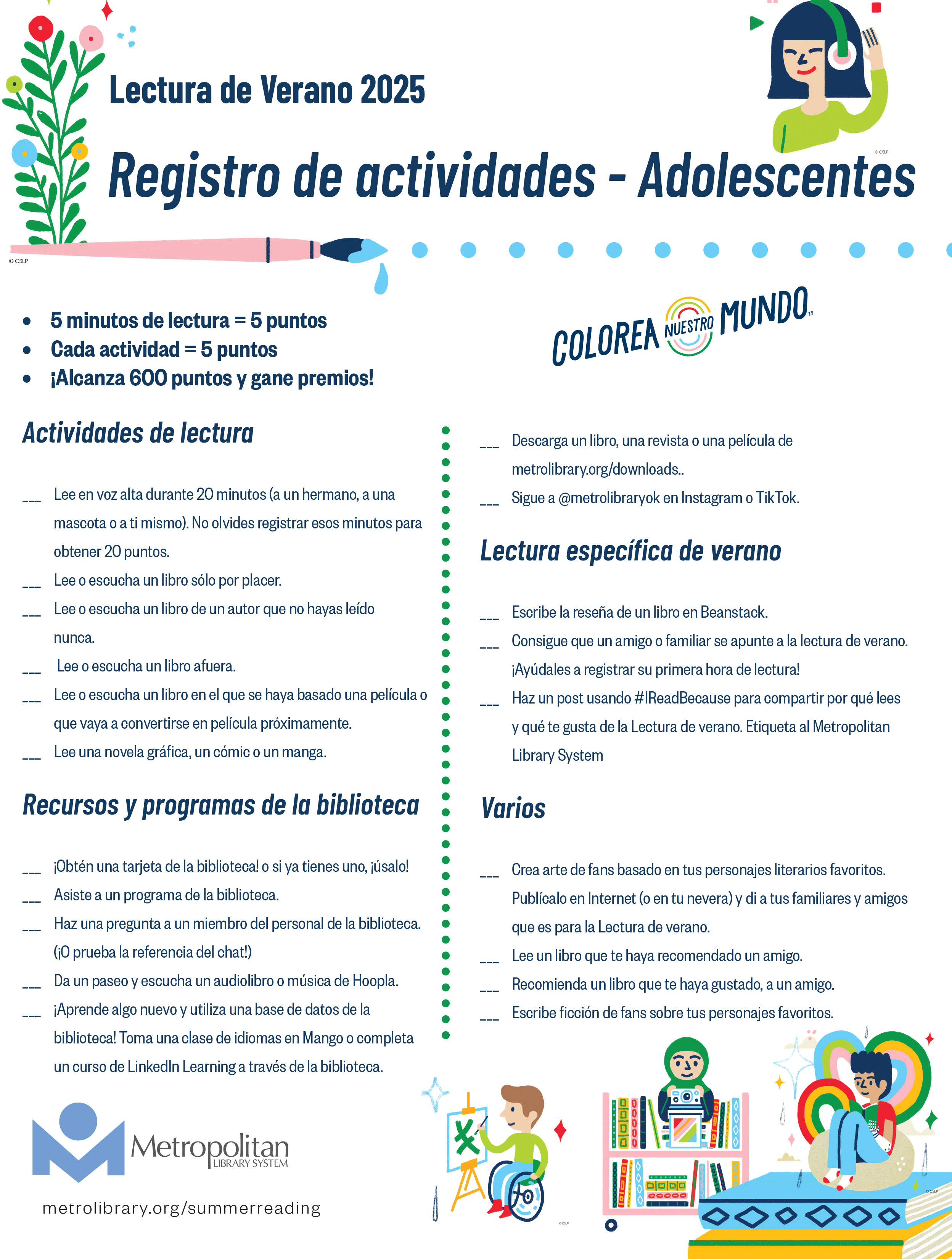 Teen Activity Log Document in Spanish.
