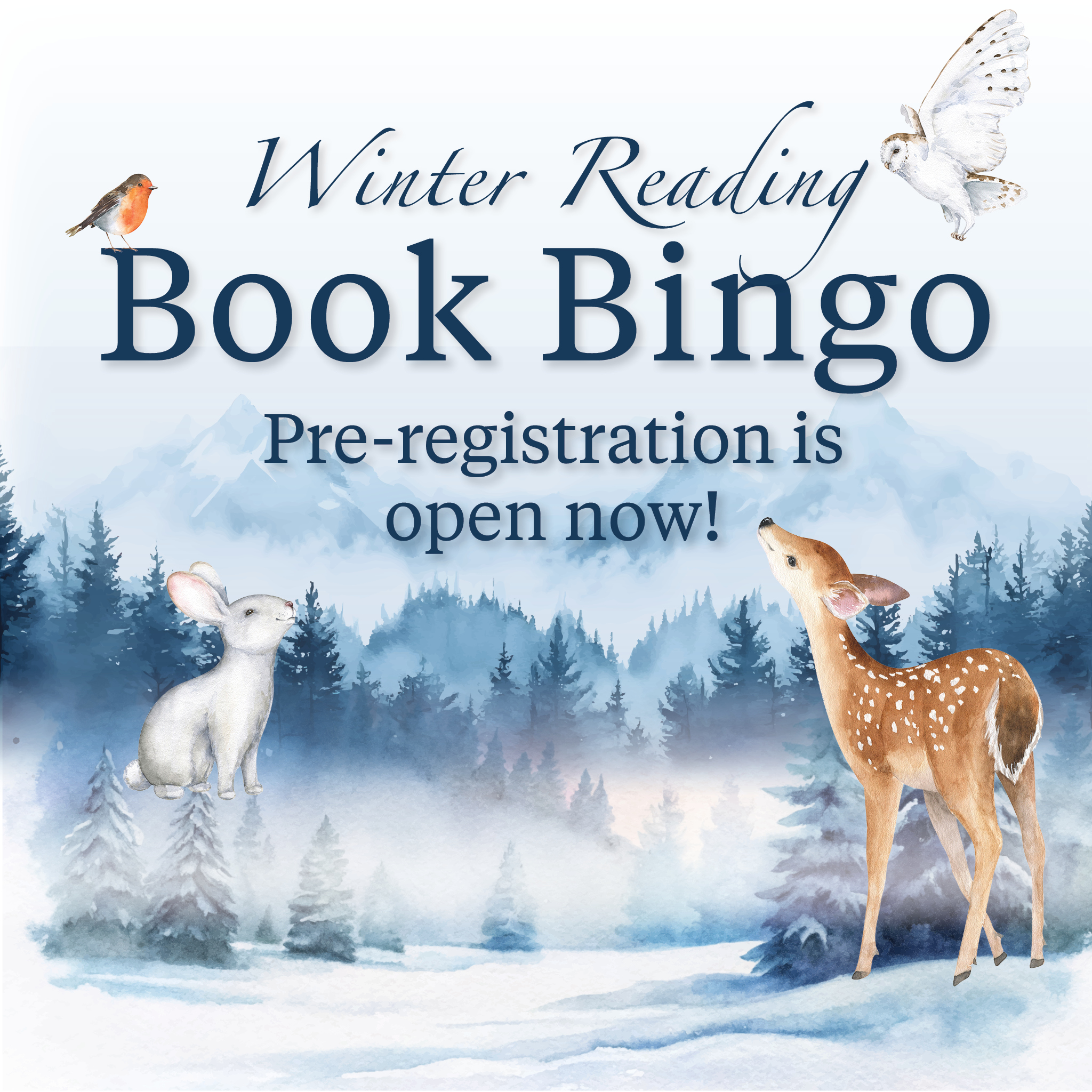 Winter Reading Book Bingo. Pre-registration is open now!