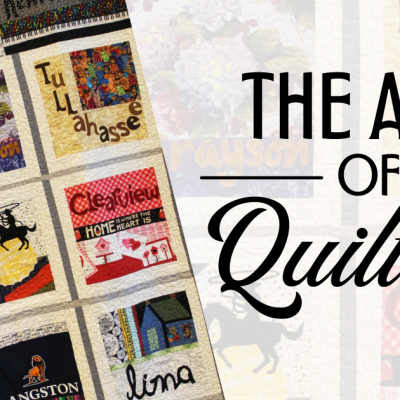 the art of quilting with a sideways view of the black towns of oklahoma quilt created by beverly kirk with the words the art of quilting