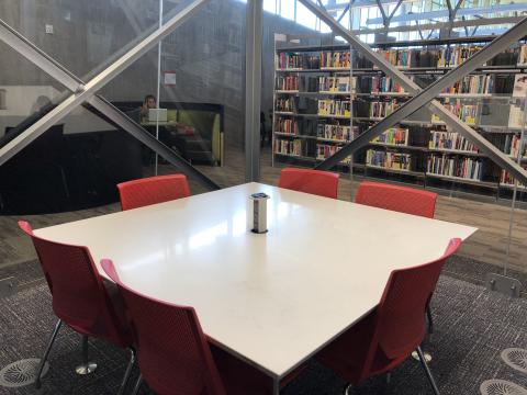 Teen Room at Northwest Library with square table and six chairs