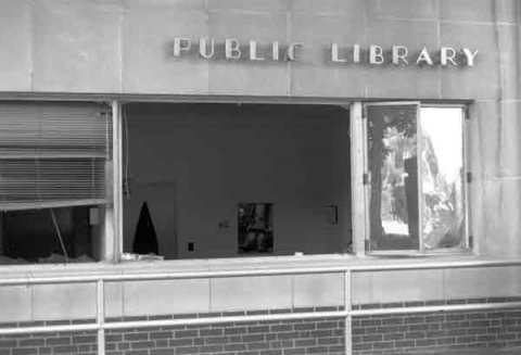 Northwest Corner of Downtown Library Minutes after the Federal Building Bombing, 131 Dean A. McGee