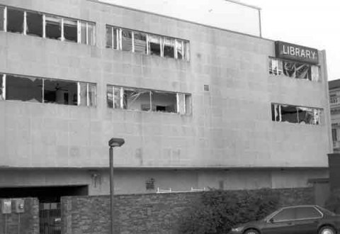 North Side of Downtown Library Minutes after the Federal Building Bombing