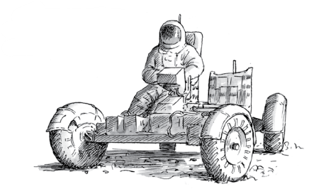 Astronaut driving moon rover