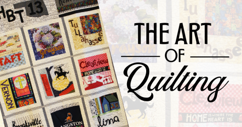 the art of quilting with a sideways view of the black towns of oklahoma quilt created by beverly kirk with the words the art of quilting