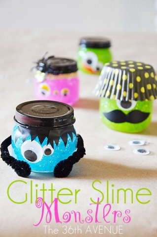 Picture of blue, green, and pink slime monster jars. Image from the36thavenue.com