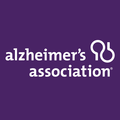 purple background with white lettering reads Alzheimer's association