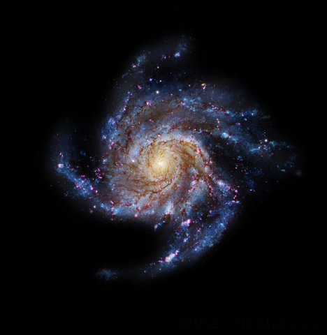 The Pinwheel Galaxy (M101) as photographed by amateur astronomer. Not related objects have been edited out.