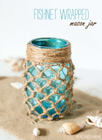 macrame fishnet mason jar