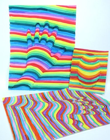 colorful hand drawings that look like they are coming up from the paper