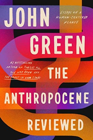 The Anthropocene Reviewed cover: red, orange, and pink lines against black background