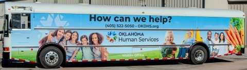 Photo of blue OKDHS mobile bus