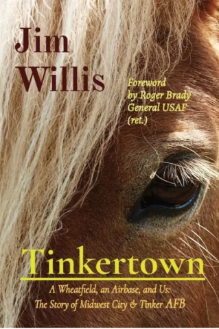 Tinkertown by Jim Willis book cover; up close photo of brown horse face with title and author