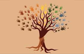 Tree with a brown trunk and colorful branches
